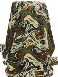 Army Green/Matte Black/Wheat/Multi Nylon/Lycra Marbled Print Activewear Knit - LA Designer - 58W