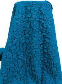 Dark Vivid Blue/Black Polyester/Rayon/Lycra Abstract Crackle Weave Jacquard Double Knit 55W
