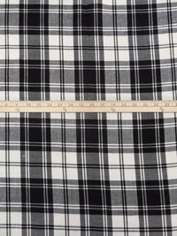 Black/Warm White 100% Polyester Plaid Weave Brushed Suiting 58W