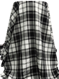 Black/Warm White 100% Polyester Plaid Weave Brushed Suiting 58W