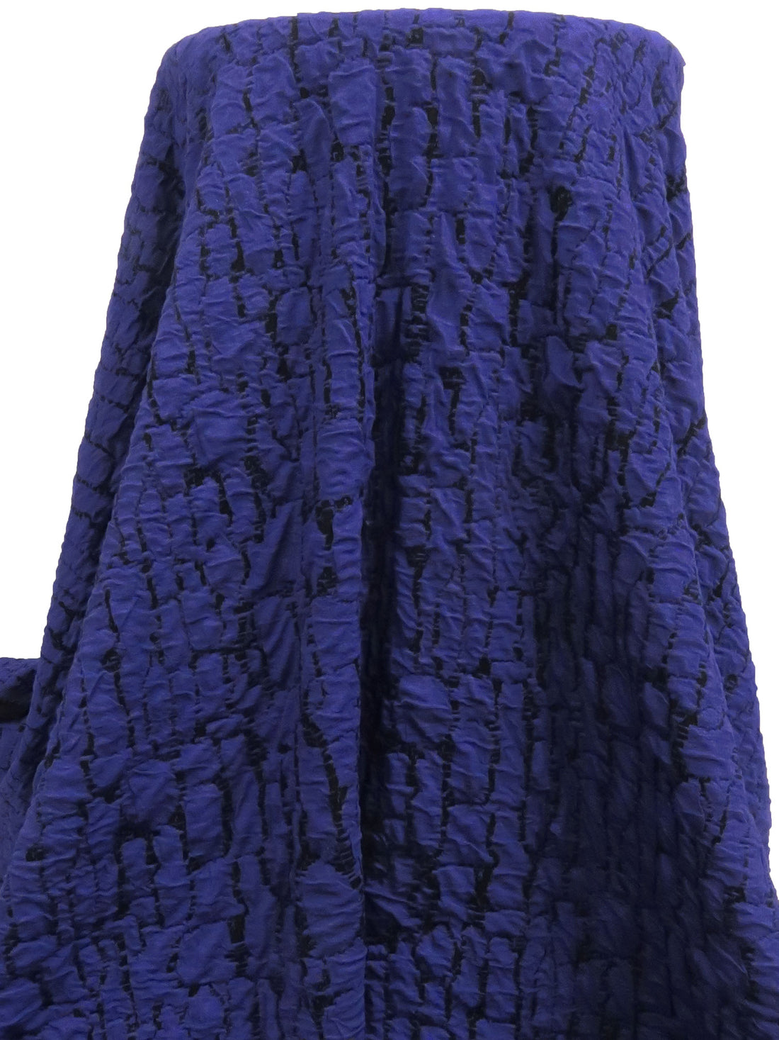 Blueberry/Black Polyester/Rayon/Lycra Abstract Crackle Weave Jacquard Double Knit 62W
