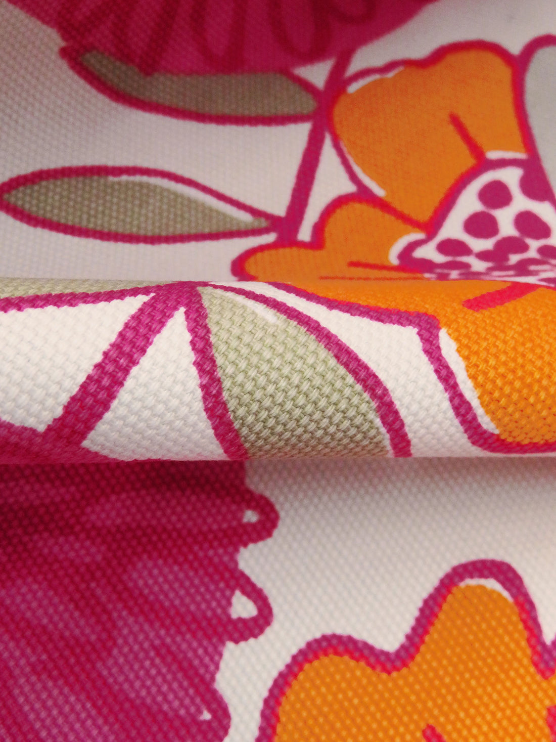 Bone/Mulberry Pink/Squash Orange/Multi 100% Cotton Large Abstract Floral Stem Print Duck Canvas 54W