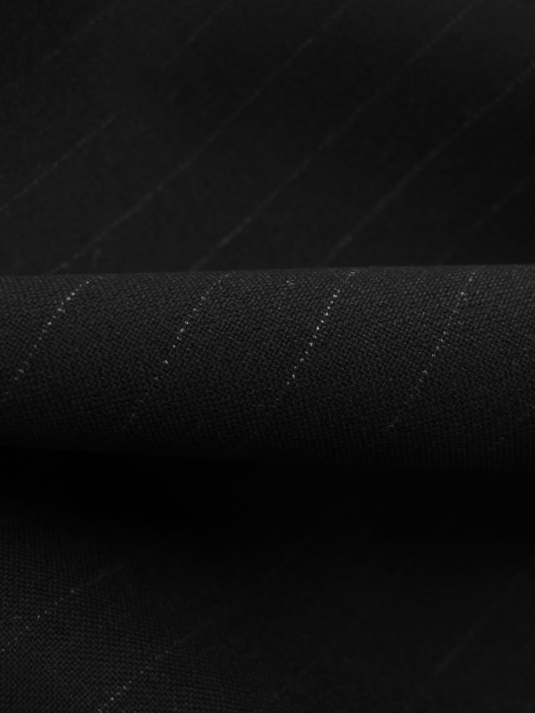 Black/Light Gray Polyester/Rayon/Lycra Vertical Pinstripe Stretch Suiting 58W