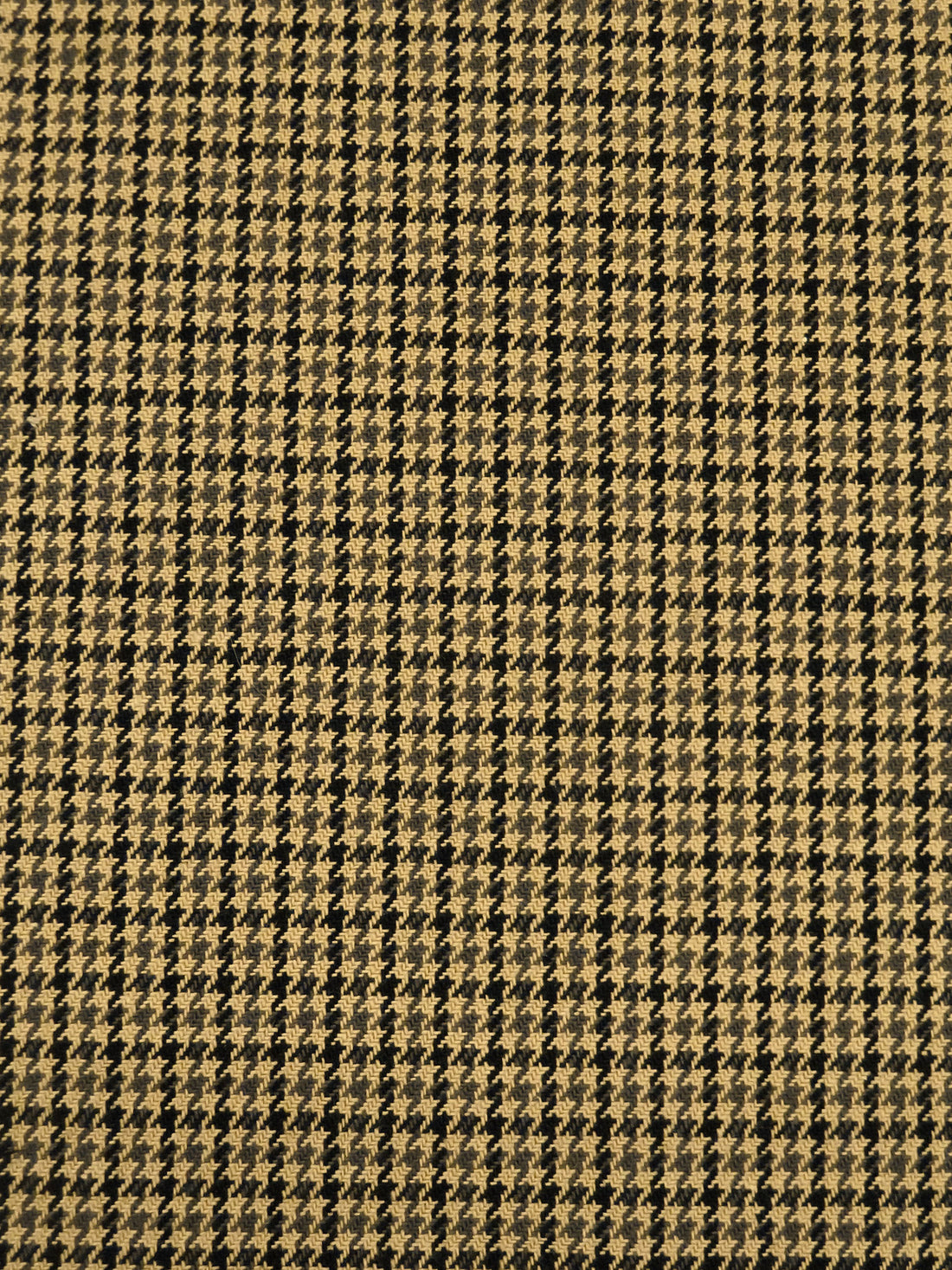 Washed-Out Goldenrod/Black/Dark Lava 100% Cotton Small Houndstooth Suiting - NY Designer - 44W