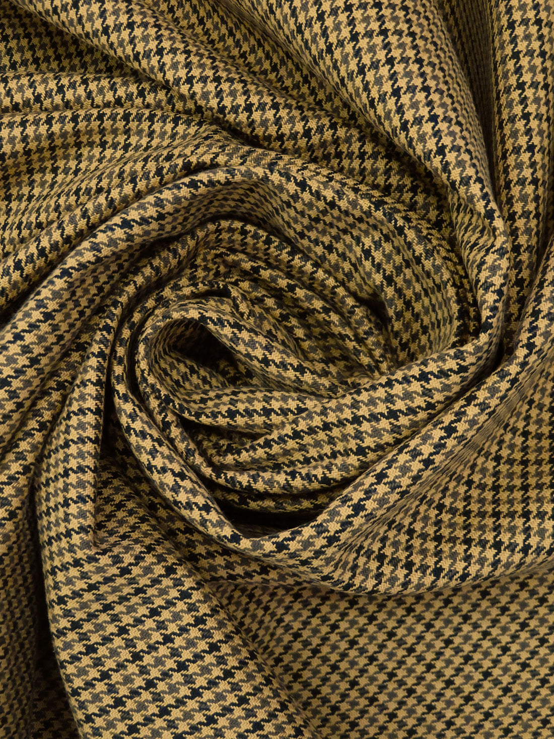 Washed-Out Goldenrod/Black/Dark Lava 100% Cotton Small Houndstooth Suiting - NY Designer - 44W