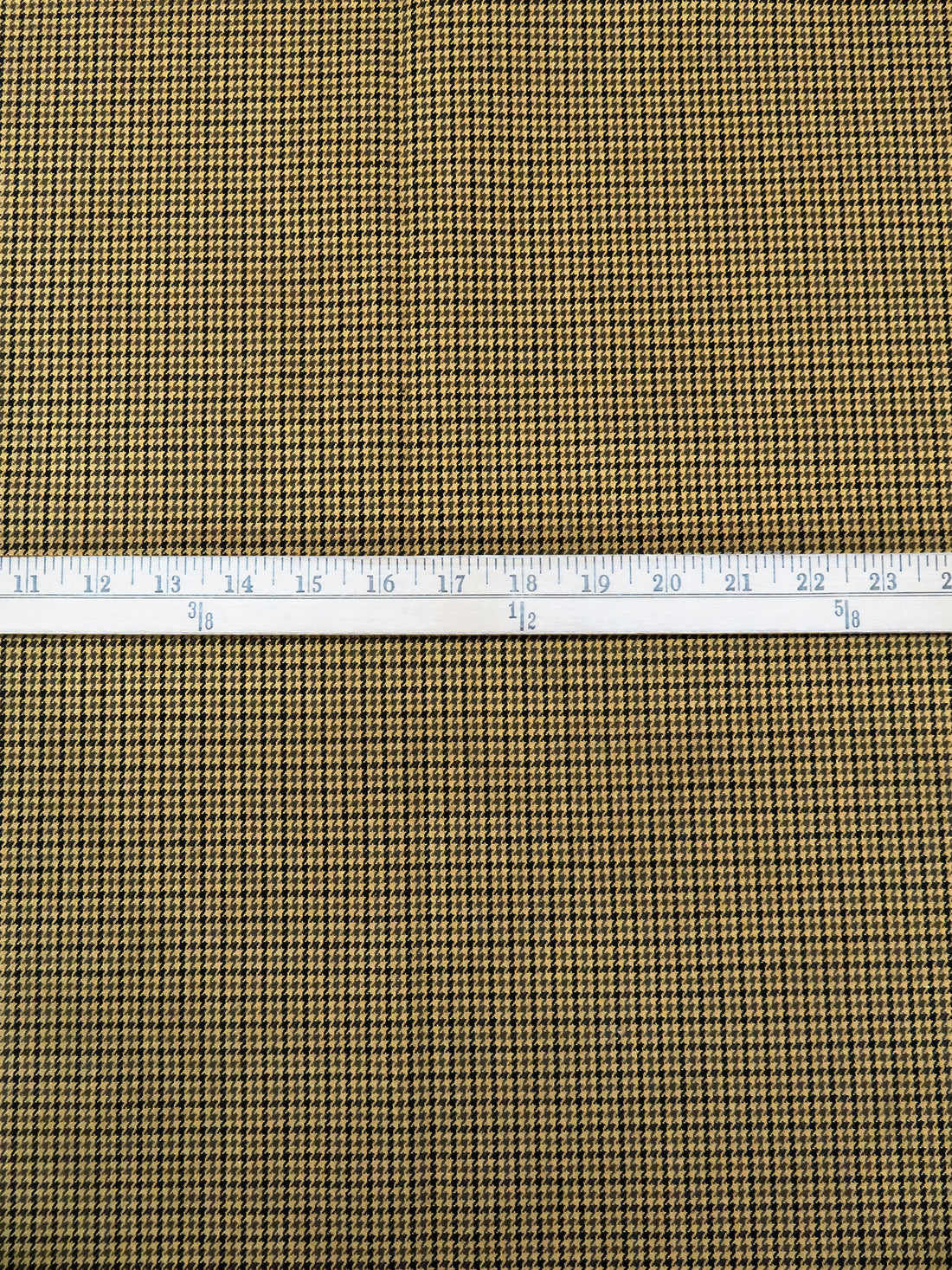 Washed-Out Goldenrod/Black/Dark Lava 100% Cotton Small Houndstooth Suiting - NY Designer - 44W