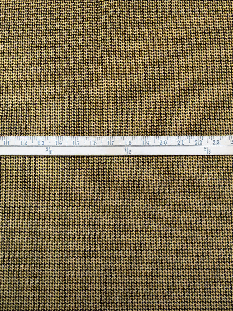 Washed-Out Goldenrod/Black/Dark Lava 100% Cotton Small Houndstooth Suiting - NY Designer - 44W