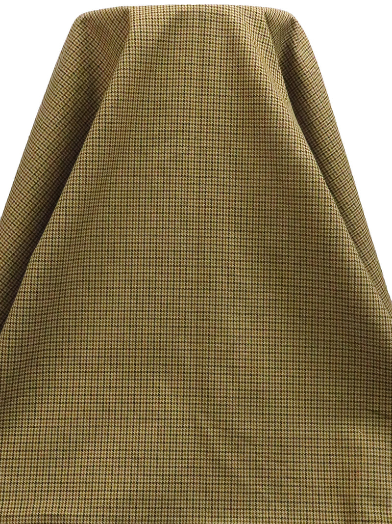 Washed-Out Goldenrod/Black/Dark Lava 100% Cotton Small Houndstooth Suiting - NY Designer - 44W