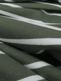 Rifle Green/White Organic Cotton/Lycra Horizontal Stripe Jersey Knit - BedHead - 68W