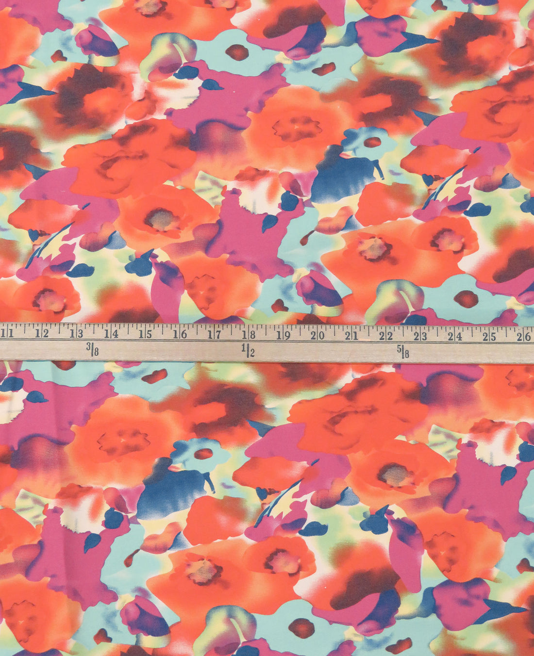 Vermilion/Aqua/Magenta/Multi Rayon/Nylon/Lycra Abstract Floral Print Stretch Bengaline Suiting 57W