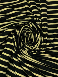 Black/Muted Straw Rayon/Lycra Horizontal Stripe Weave Jersey Knit - Spirit House - 58W
