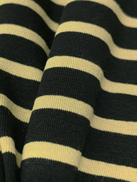 Black/Muted Straw Rayon/Lycra Horizontal Stripe Weave Jersey Knit - Spirit House - 58W