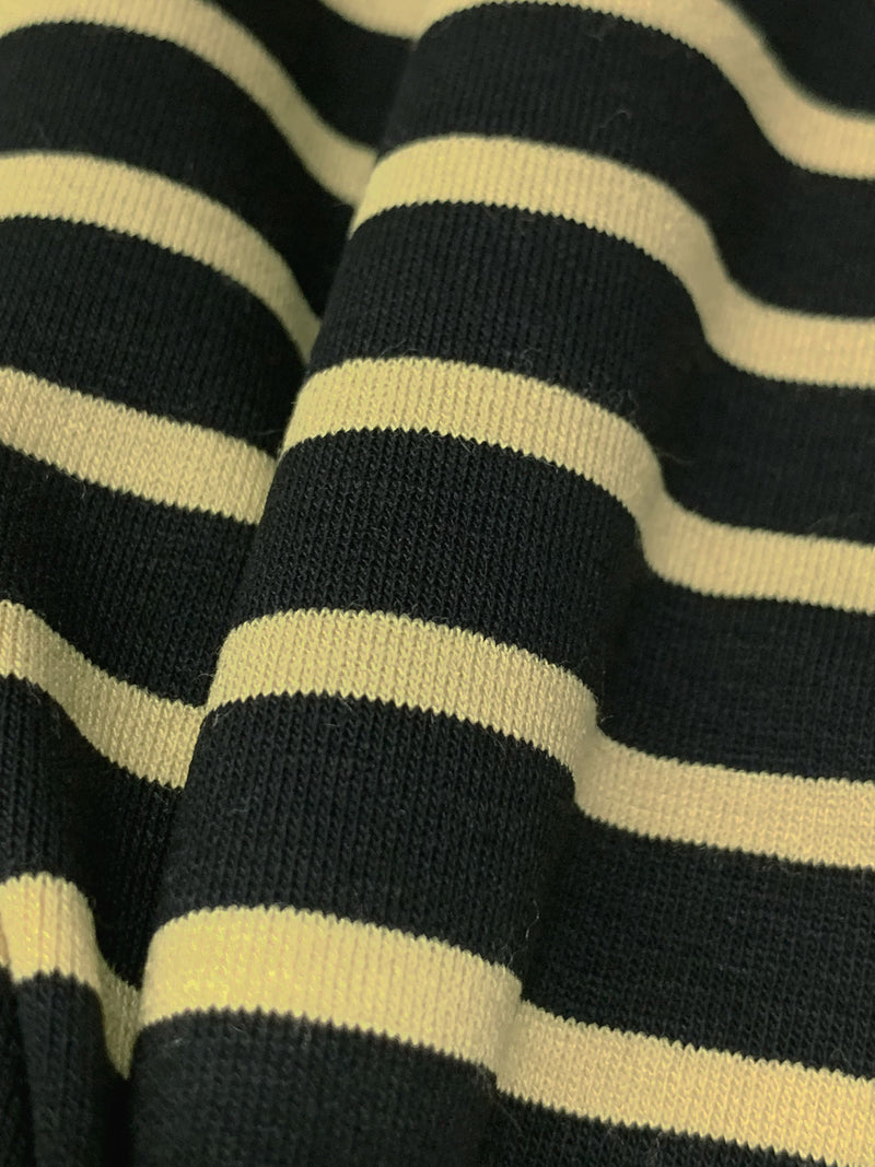 Black/Muted Straw Rayon/Lycra Horizontal Stripe Weave Jersey Knit - Spirit House - 58W