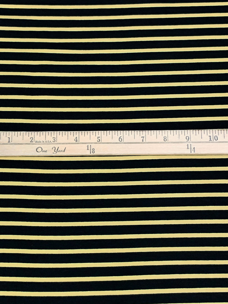 Black/Muted Straw Rayon/Lycra Horizontal Stripe Weave Jersey Knit - Spirit House - 58W