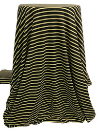 Black/Muted Straw Rayon/Lycra Horizontal Stripe Weave Jersey Knit - Spirit House - 58W