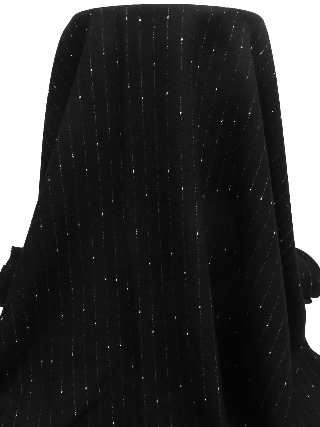 Black/White Wool/Nylon Vertical Pinstripe Weave Suiting - NY Designer - 60W