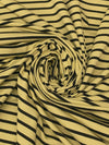 Sunlit Flax/Black Rayon/Lycra Horizontal Stripe Weave Jersey Knit - Spirit House - 58W