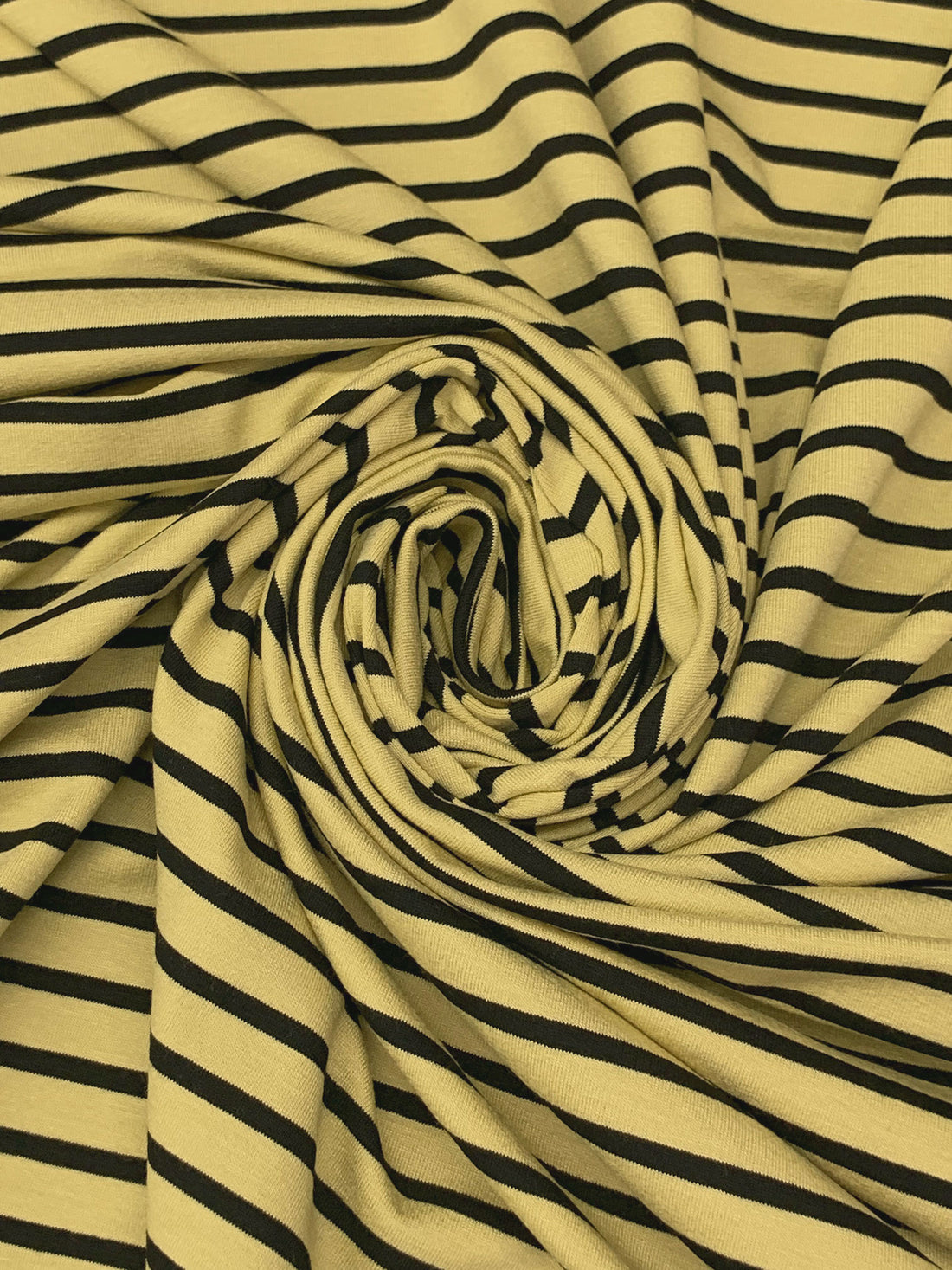 Sunlit Flax/Black Rayon/Lycra Horizontal Stripe Weave Jersey Knit - Spirit House - 58W