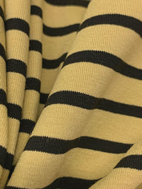 Sunlit Flax/Black Rayon/Lycra Horizontal Stripe Weave Jersey Knit - Spirit House - 58W