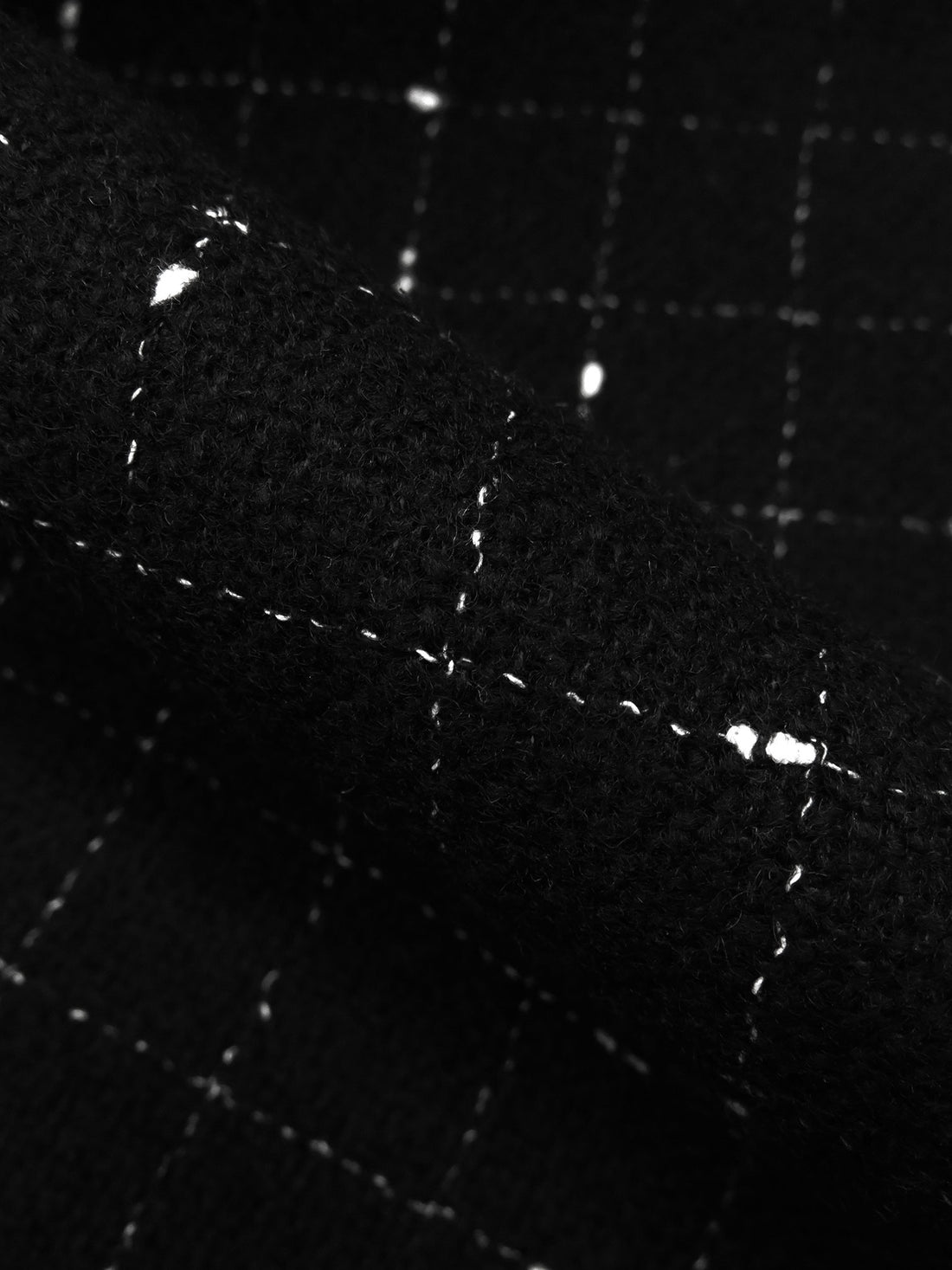 Black/White 100% Wool Windowpane Double-Faced Weave Suiting - NY Designer - 60W