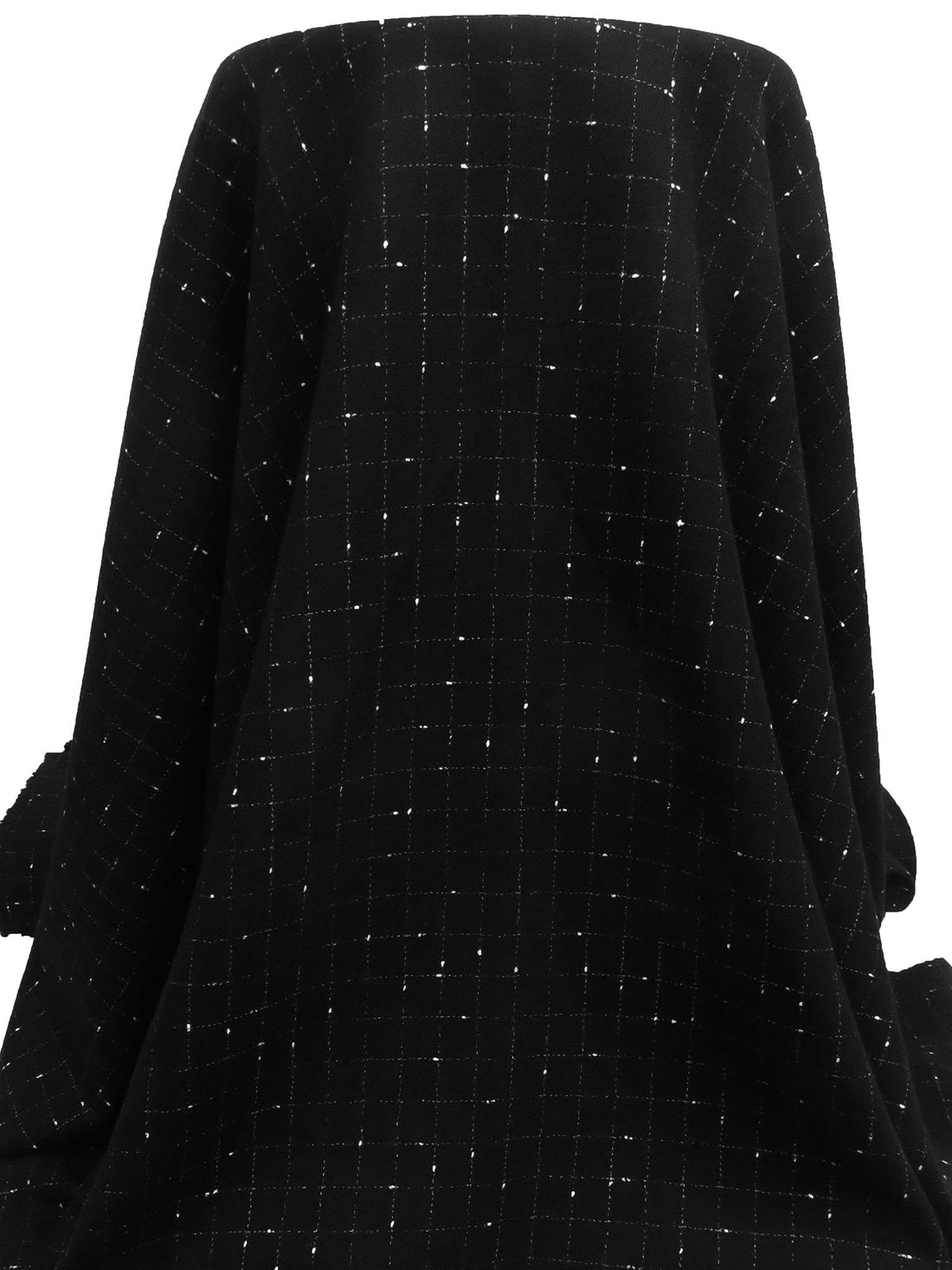 Black/White 100% Wool Windowpane Double-Faced Weave Suiting - NY Designer - 60W