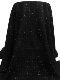 Black/White 100% Wool Windowpane Double-Faced Weave Suiting - NY Designer - 60W