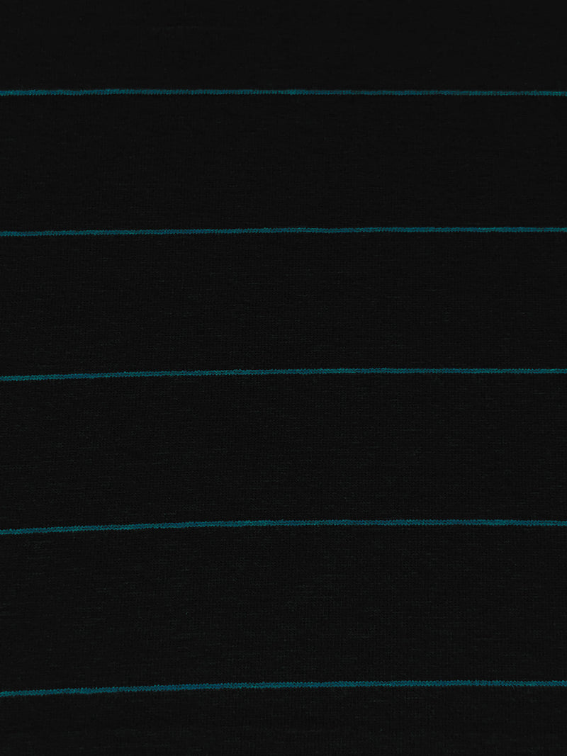 Black/Deep Sea Blue Rayon/Lycra Horizontal Stripe Weave Jersey Knit - Spirit House - 58W