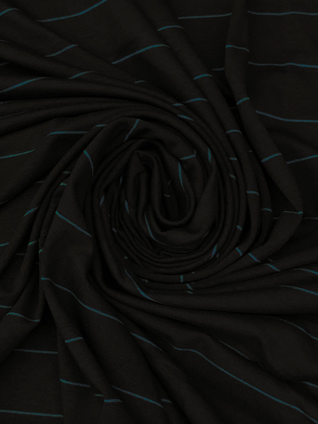 Black/Deep Sea Blue Rayon/Lycra Horizontal Stripe Weave Jersey Knit - Spirit House - 58W