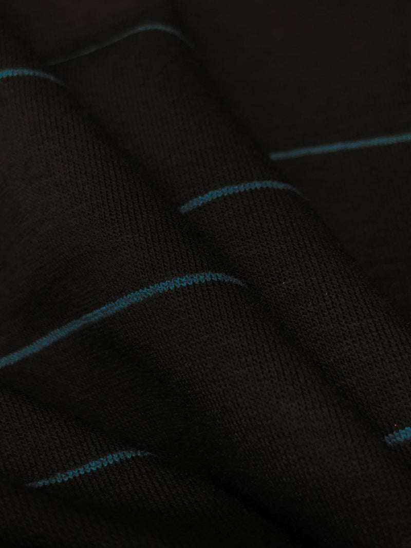 Black/Deep Sea Blue Rayon/Lycra Horizontal Stripe Weave Jersey Knit - Spirit House - 58W