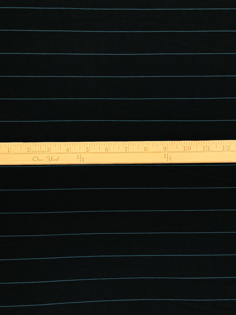 Black/Deep Sea Blue Rayon/Lycra Horizontal Stripe Weave Jersey Knit - Spirit House - 58W