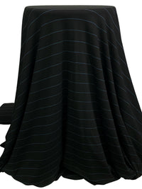 Black/Deep Sea Blue Rayon/Lycra Horizontal Stripe Weave Jersey Knit - Spirit House - 58W