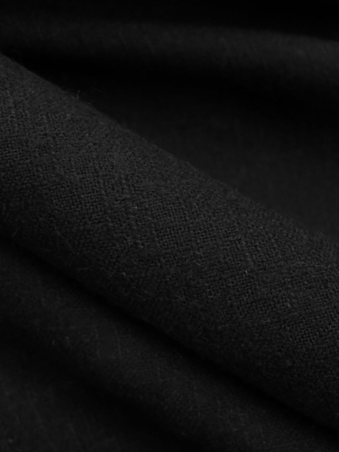 Jet Black 100% Wool Crosshatch Weave Suiting - NY Designer - 57W
