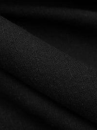 Jet Black 100% Wool Crosshatch Weave Suiting - NY Designer - 57W