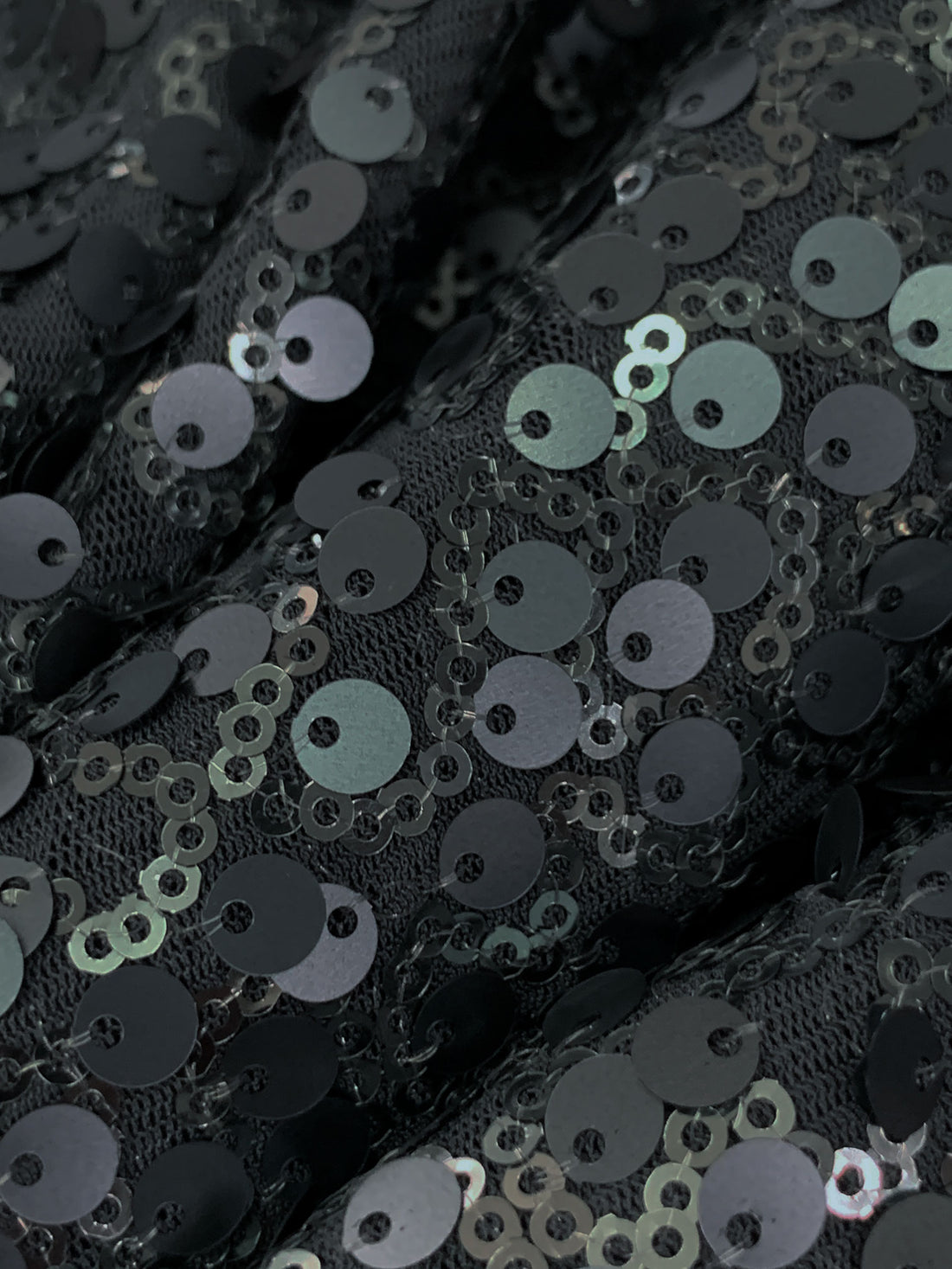 Dark River Gray 100% Nylon Mini & Flip Sequins On Mesh Knit 50W