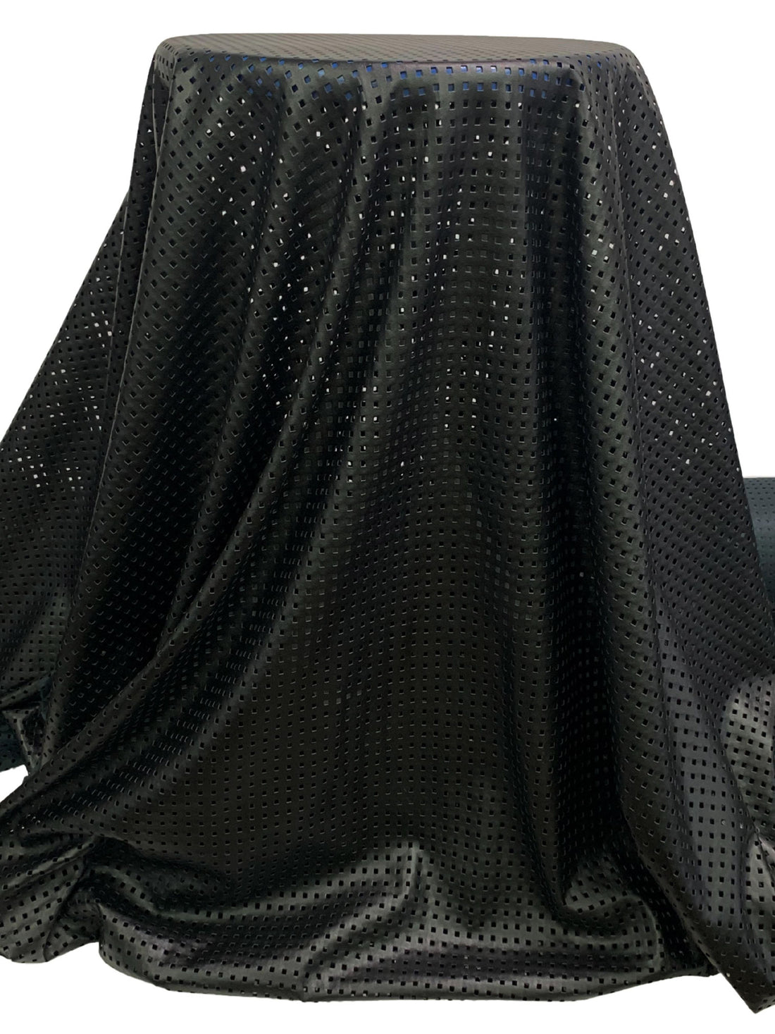 Black Polyurethane/Lycra Laser Cut Grid Leather-Look Knit 57W