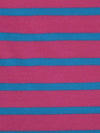 Raspberry Pink/Deep Cerulean Cotton/Polyester Horizontal Stripe Interlock Knit 64W