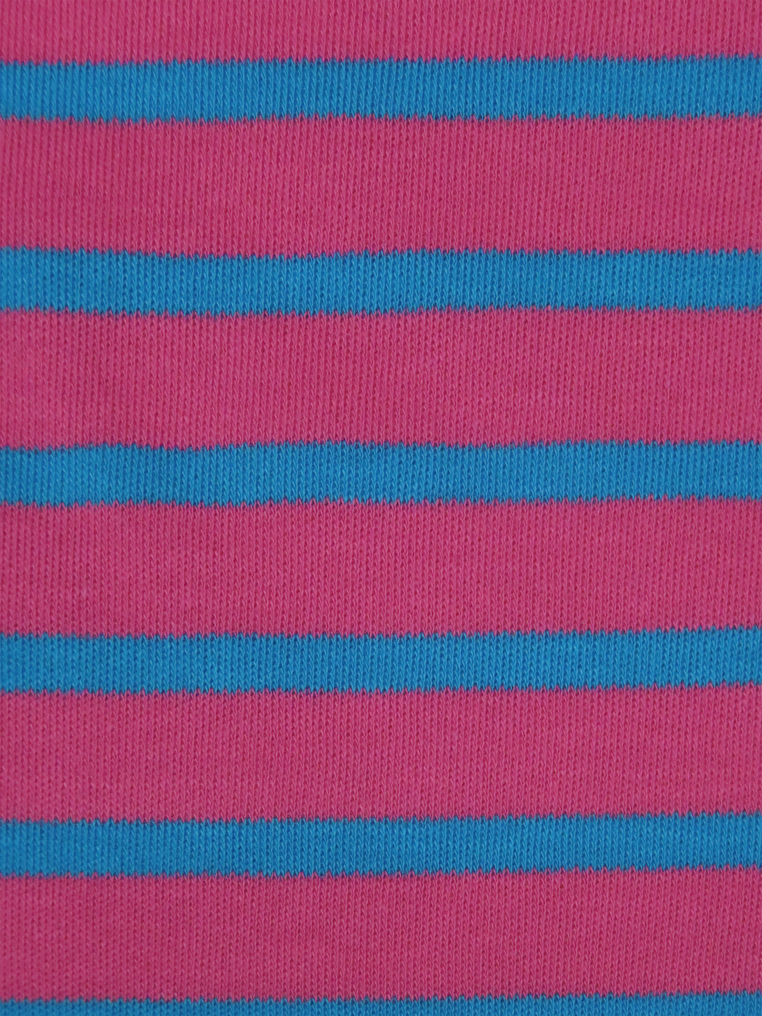 Raspberry Pink/Deep Cerulean Cotton/Polyester Horizontal Stripe Interlock Knit 64W