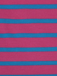 Raspberry Pink/Deep Cerulean Cotton/Polyester Horizontal Stripe Interlock Knit 64W