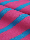 Raspberry Pink/Deep Cerulean Cotton/Polyester Horizontal Stripe Interlock Knit 64W