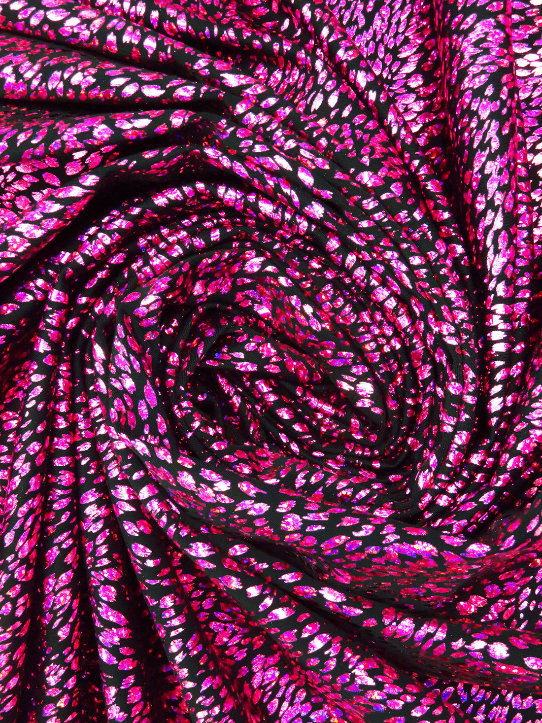 Fuchsia/Black/Multi Polyester/Lycra Animal Holographic Foil Print Swim/Activewear Knit 58W
