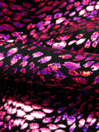 Fuchsia/Black/Multi Polyester/Lycra Animal Holographic Foil Print Swim/Activewear Knit 58W
