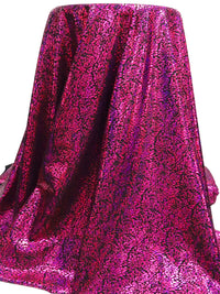 Fuchsia/Black/Multi Polyester/Lycra Animal Holographic Foil Print Swim/Activewear Knit 58W