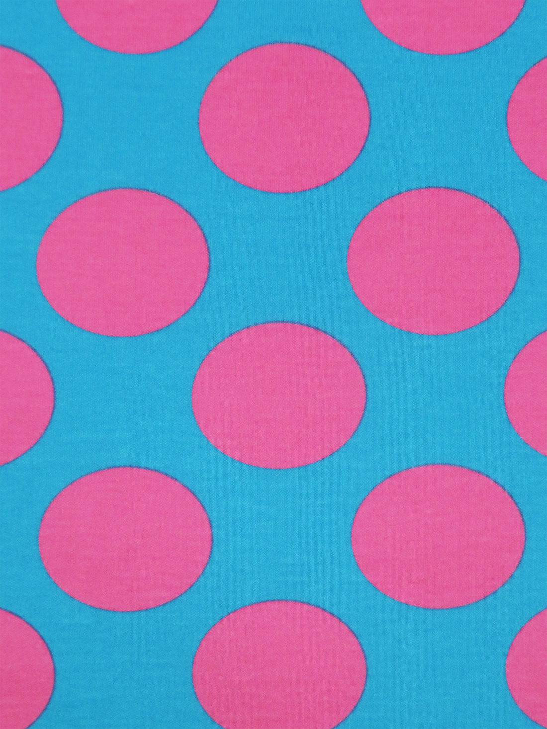 Bright Cerulean/Deep Bubblegum Cotton/Polyester Large Polka Dot Print Interlock Knit 67W