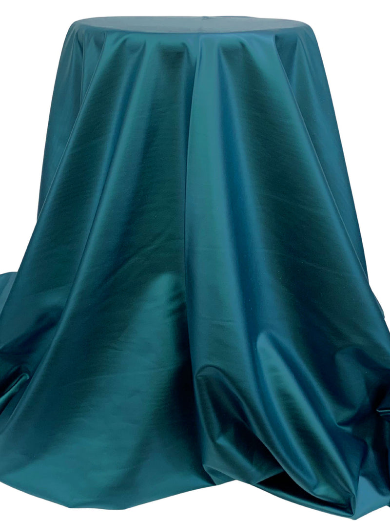 Teal Blue Polyester/Lycra Faux Leather-Look Knit 57W