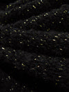 Smoky Black/Gold Polyester/Wool/Metallic Vertical Foil Stripe Weave Boucle Sweater Knit - NY Designer - 60W