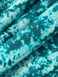 Midnight Spruce/Teal Blue/Pale Turquoise Nylon/Lycra Abstract Print Activewear Knit 59W