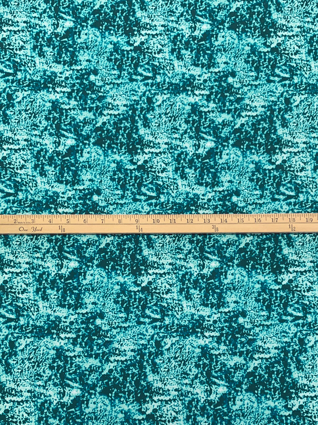 Midnight Spruce/Teal Blue/Pale Turquoise Nylon/Lycra Abstract Print Activewear Knit 59W