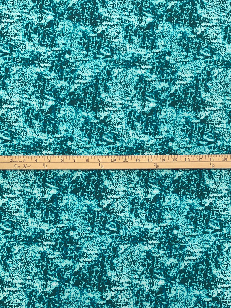 Midnight Spruce/Teal Blue/Pale Turquoise Nylon/Lycra Abstract Print Activewear Knit 59W
