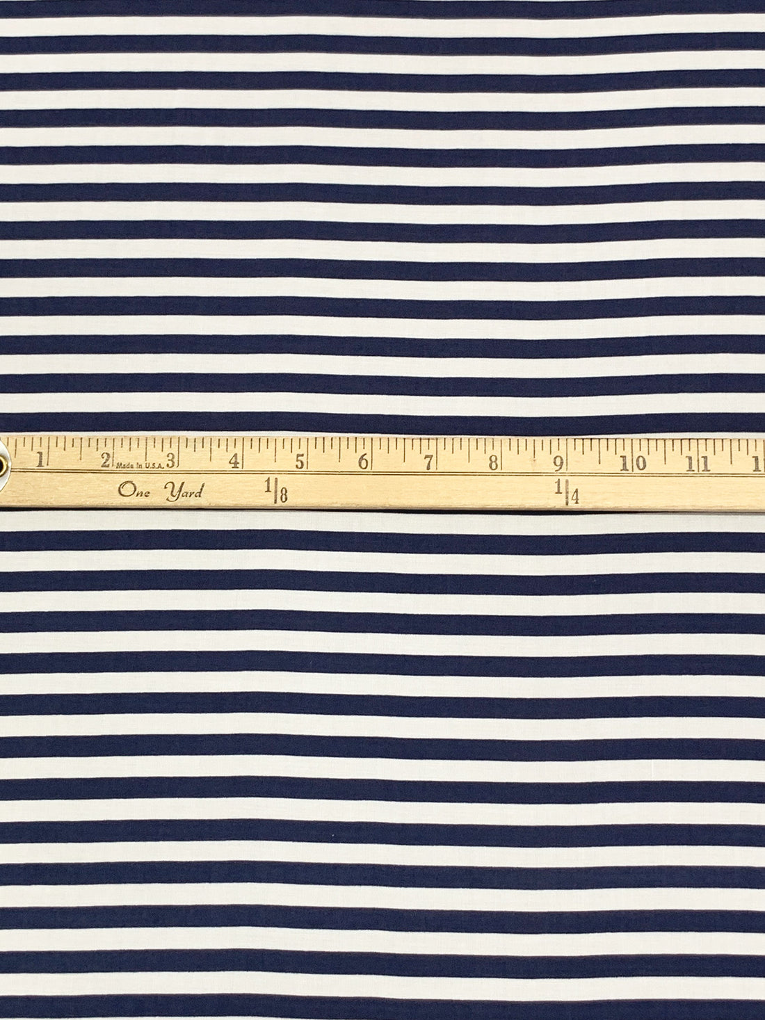 Navy/White 100% Rayon Horizontal Stripe Print Challis 58W