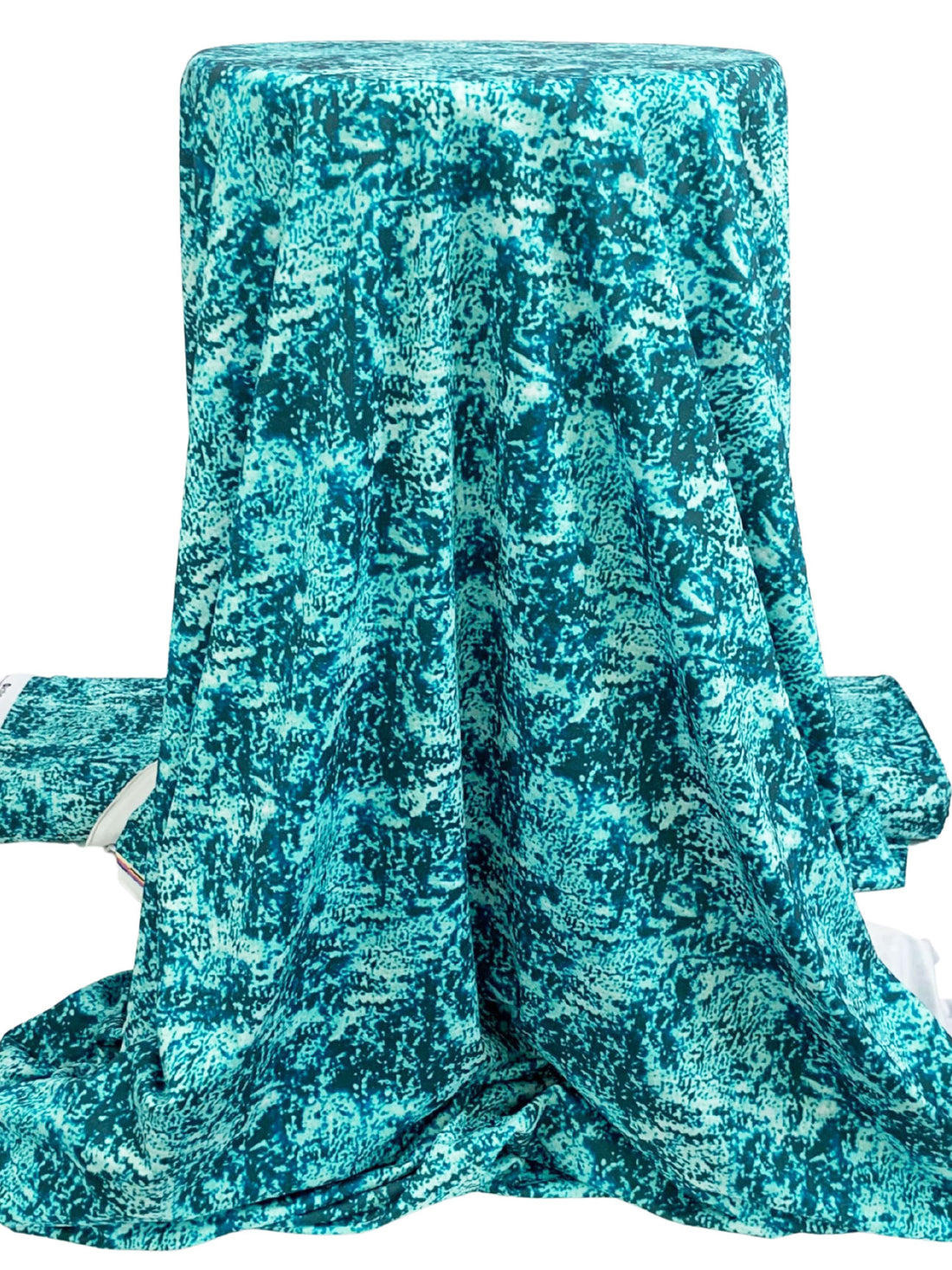 Midnight Spruce/Teal Blue/Pale Turquoise Nylon/Lycra Abstract Print Activewear Knit 59W